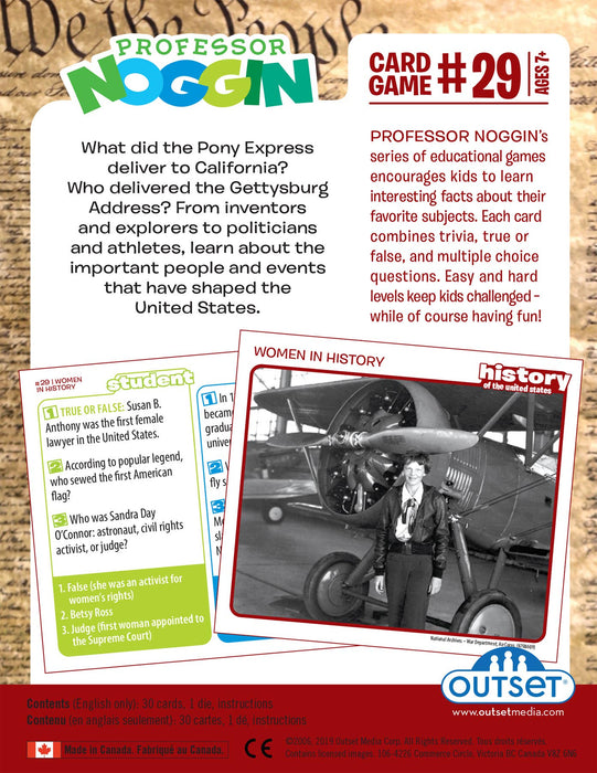 Prof. Noggin History of the US Card Game