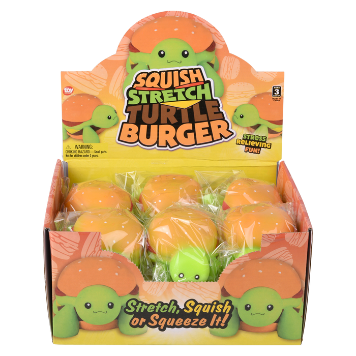 (T) 4" SQUISH AND STRETCH TURTLE BURGER 12CT