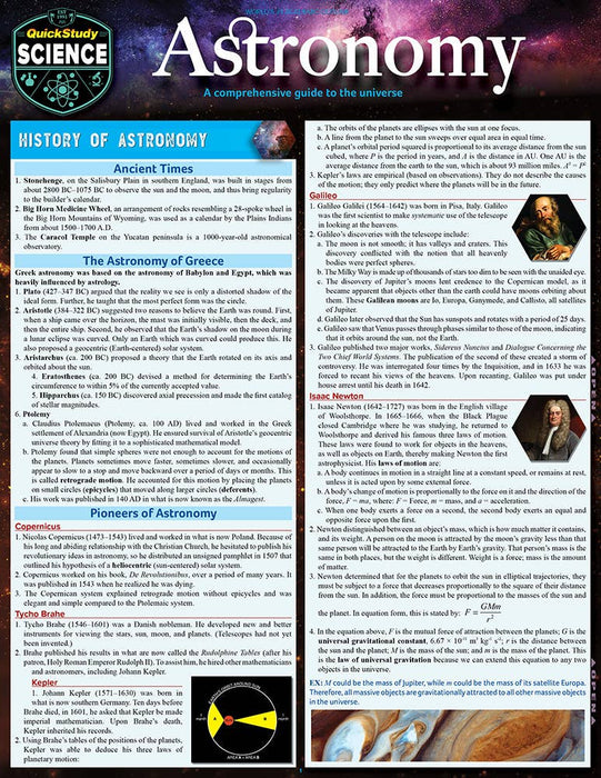 Astronomy Laminated Guide