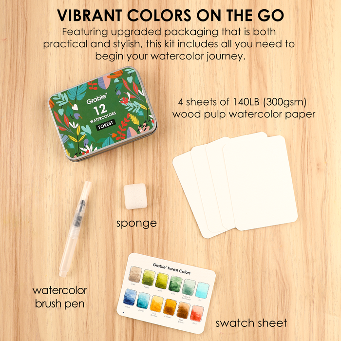 Forest Pocket Watercolor Set & Brush