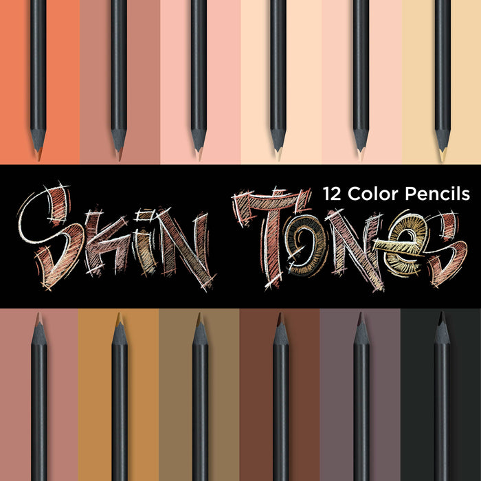 Skin Tones Black Ed Color Pencils,12 Ct