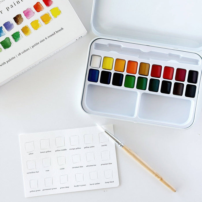 18 Color Watercolor Paint Set w/Brush