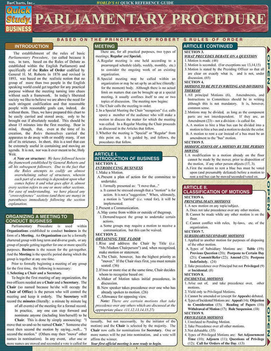 Parliamentary Procedure Reference Guide