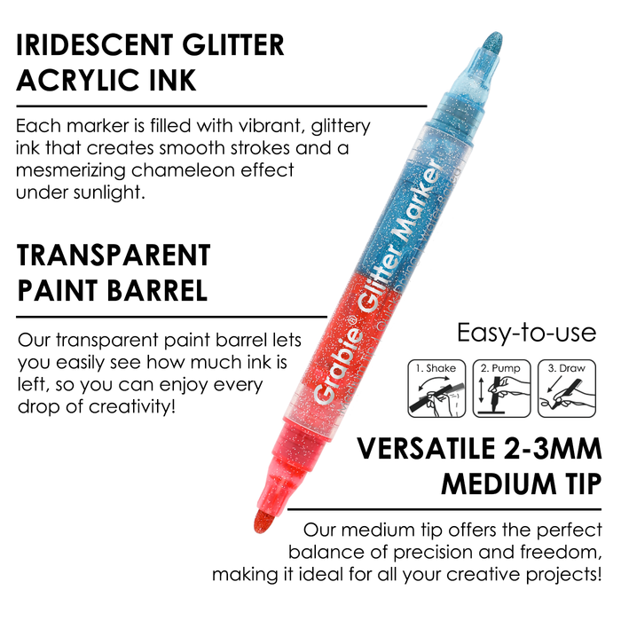 Dual Tone Glitter Acrylic Paint Marker Set