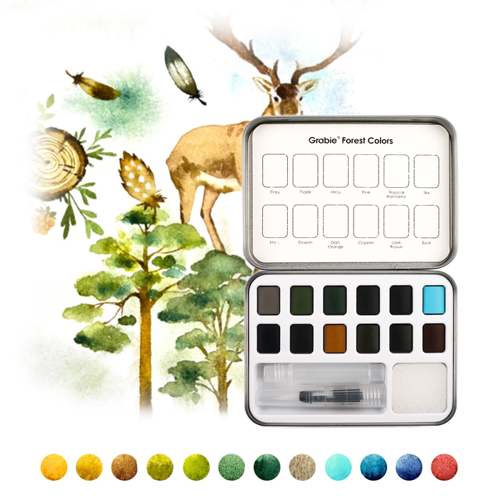 Forest Pocket Watercolor Set & Brush