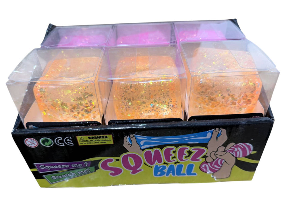 Glitter Squishy Cube 12ct PDQ