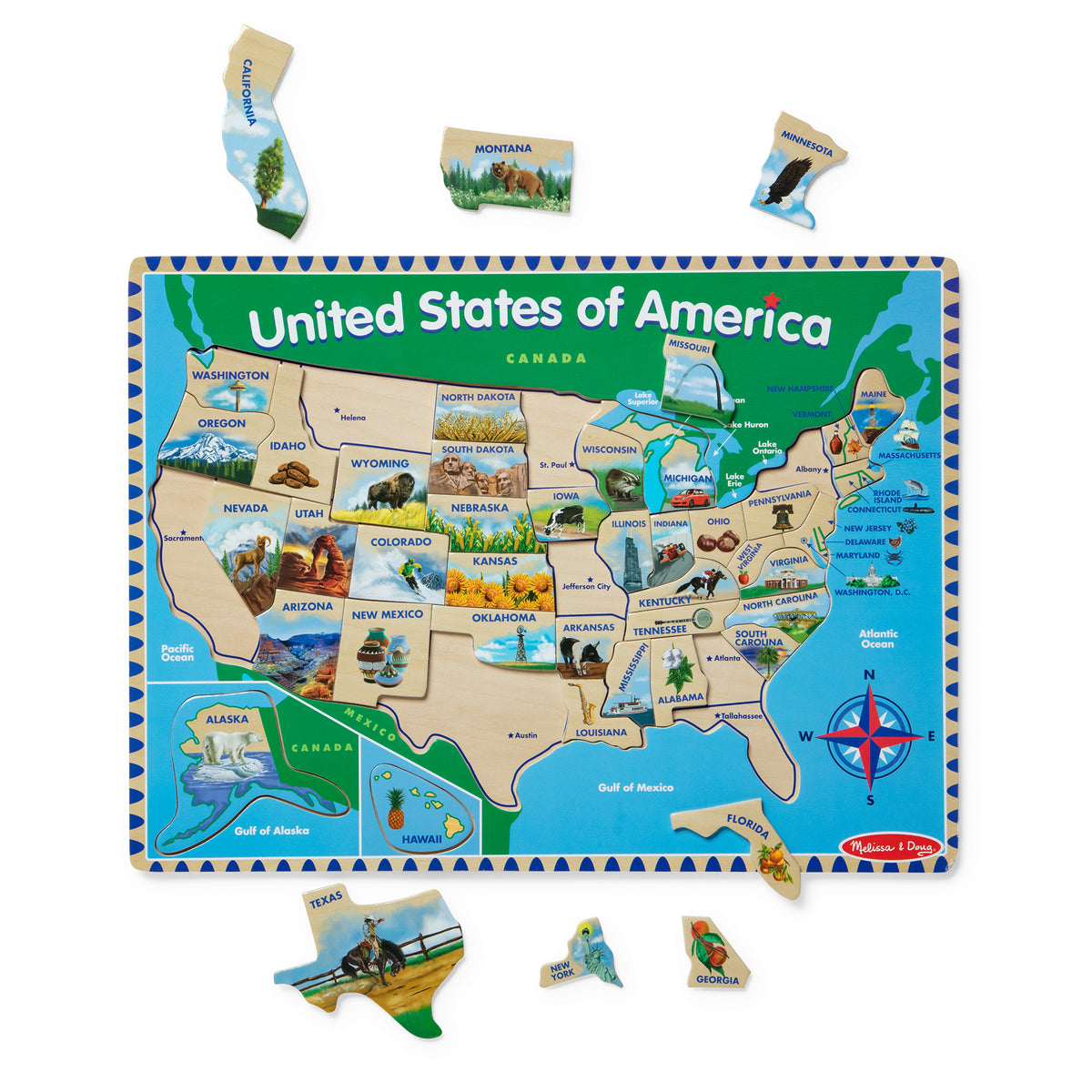 USA Map Wooden Puzzle — Nature's Workshop Plus