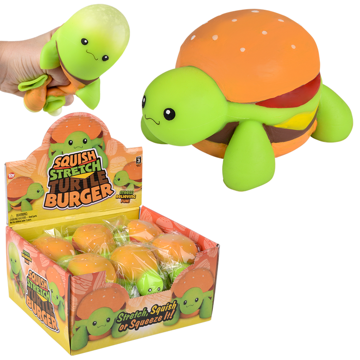 (T) 4" SQUISH AND STRETCH TURTLE BURGER 12CT