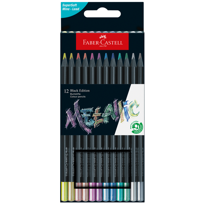 Metallic Black Ed Color Pencils, 12 Ct