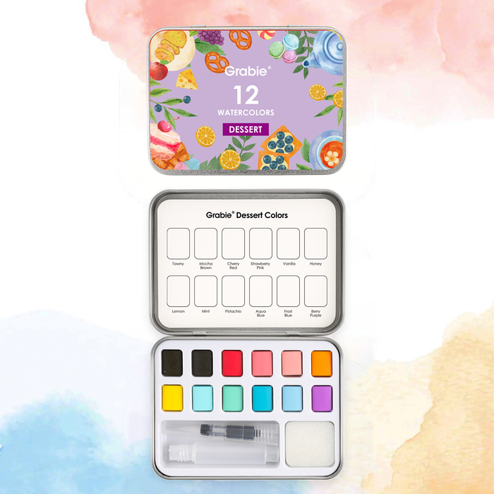 Dessert Pocket Watercolor Set & Brush