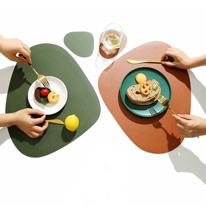 Leather Placemats for Table, Heat resistant Nonslip: Brown
