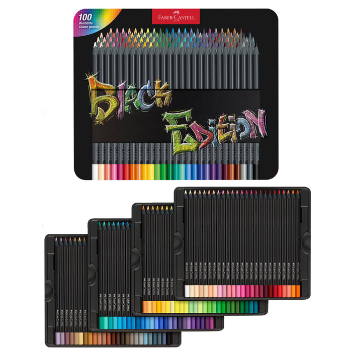 Tin of 100 Black Edition Colored Pencils