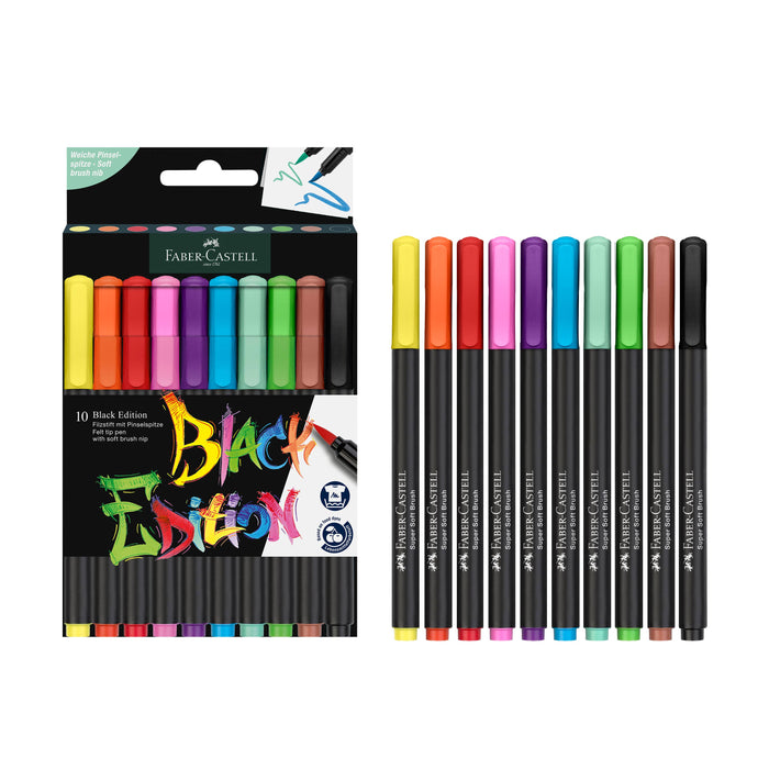 10 Felt Tip Brush Pens Markers