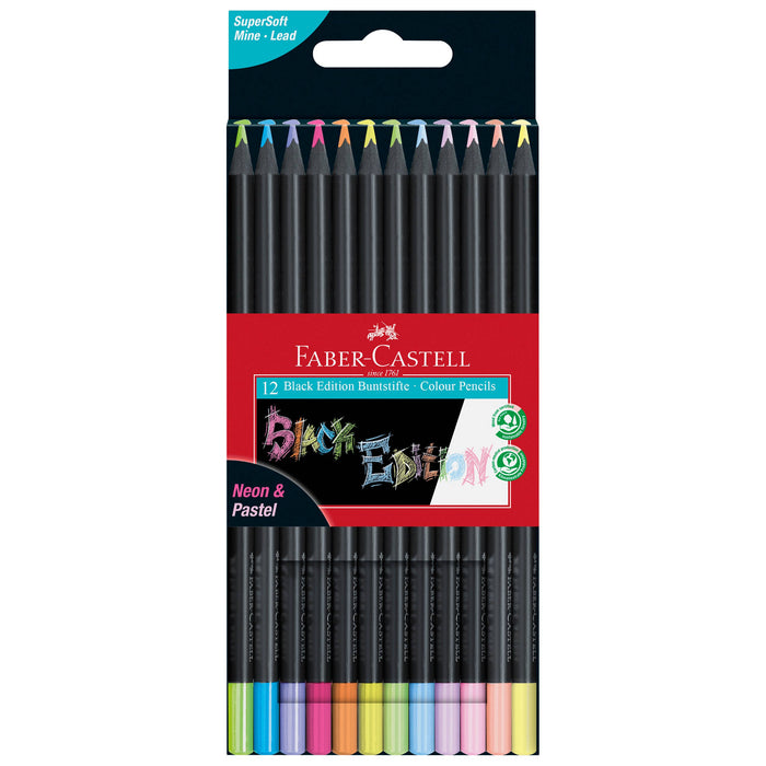 Neon & Pastel Black Ed Colored Pencils, 12Ct