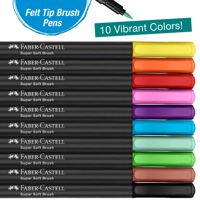 10 Felt Tip Brush Pens Markers