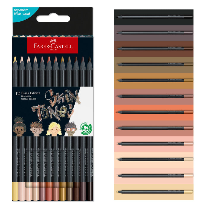 Skin Tones Black Ed Color Pencils,12 Ct