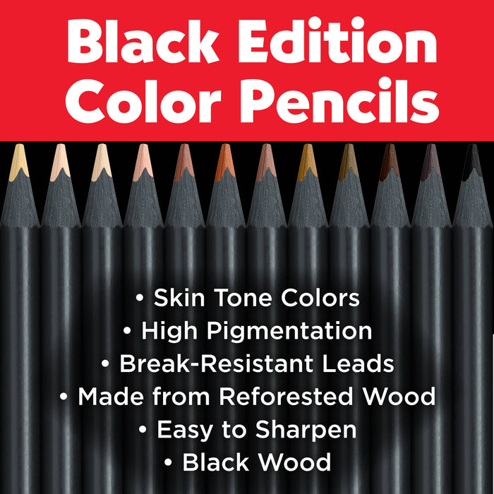 Skin Tones Black Ed Color Pencils,12 Ct