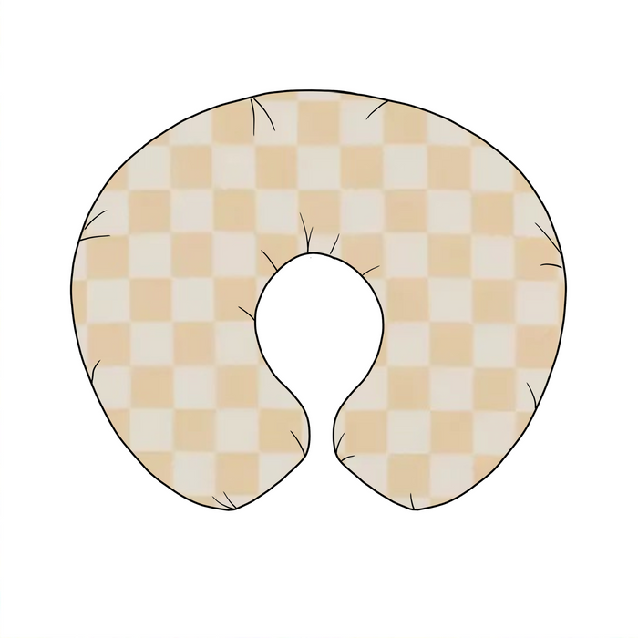 Butter Cream & White Checkered Nursing Pillow Cover