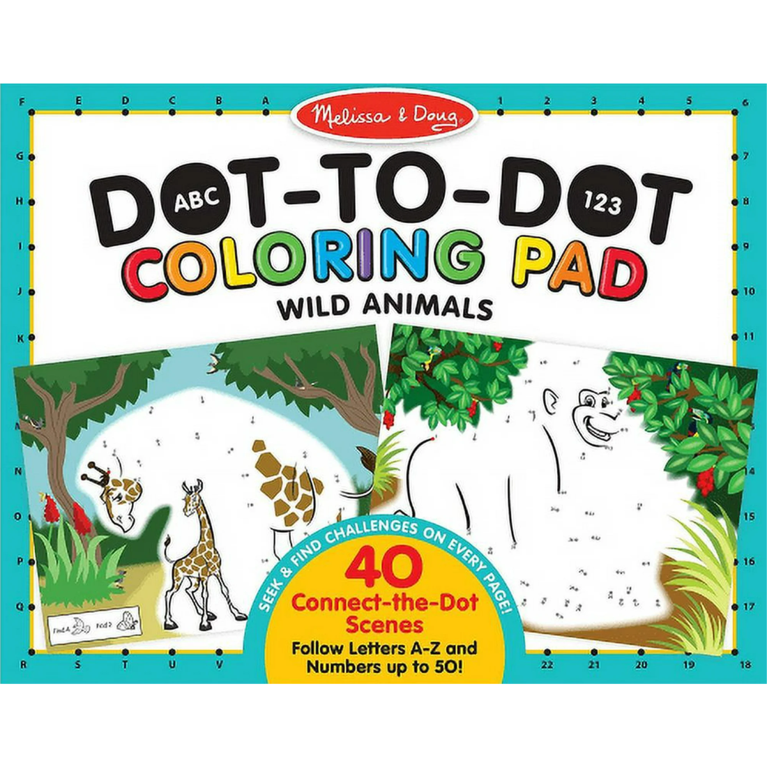 ABC 123 Dot-to-Dot Coloring Pad - Wild Animals — Nature's Workshop Plus