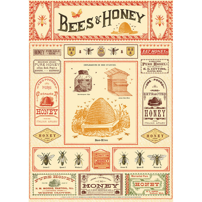 Bees & Honey Vintage Poster