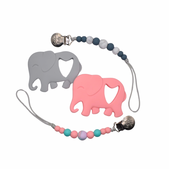 Elephant Teether Set // Grey