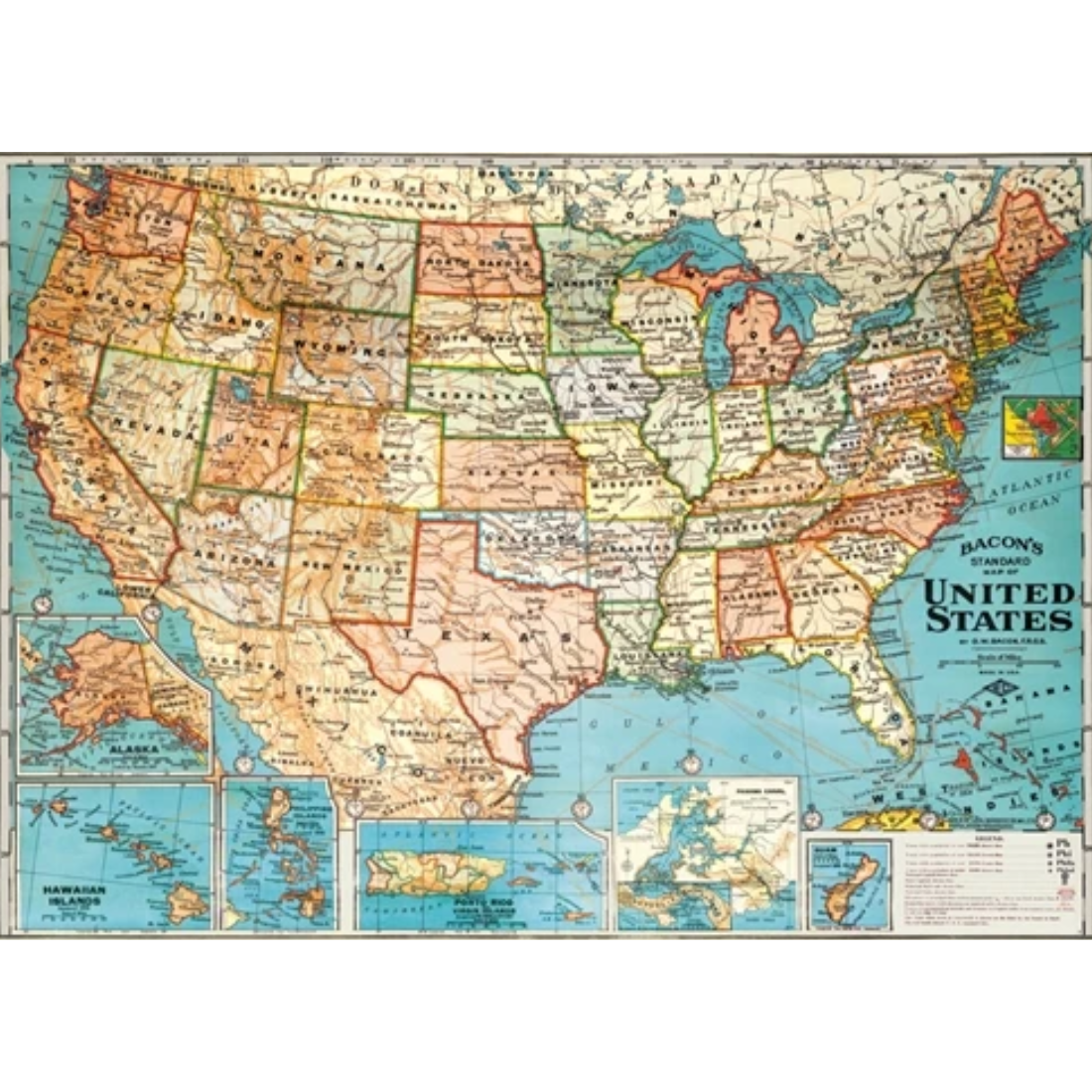 Vintage USA Map Poster - Decorative Map — Nature's Workshop Plus