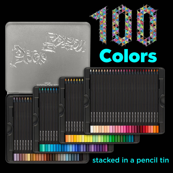 Tin of 100 Black Edition Colored Pencils