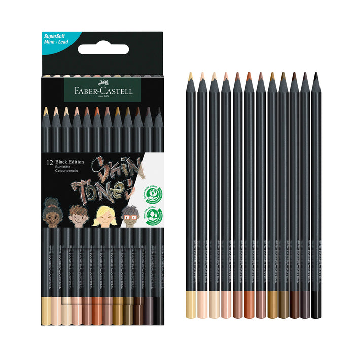 Skin Tones Black Ed Color Pencils,12 Ct