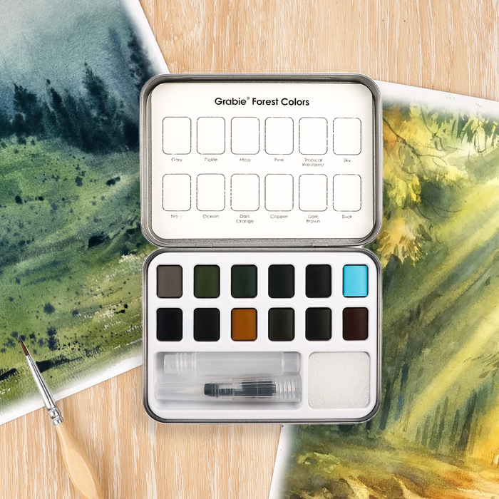 Forest Pocket Watercolor Set & Brush