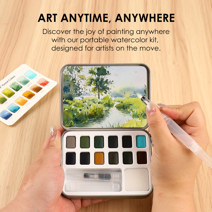 Forest Pocket Watercolor Set & Brush