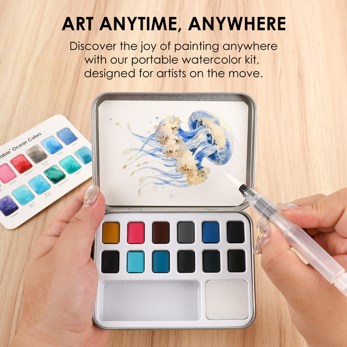 Ocean Watercolor Pocket Set & Brush
