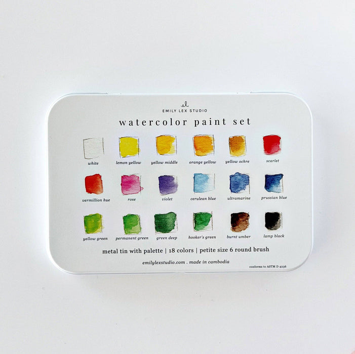 18 Color Watercolor Paint Set w/Brush
