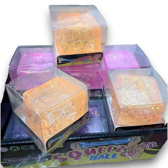 Glitter Squishy Cube 12ct PDQ