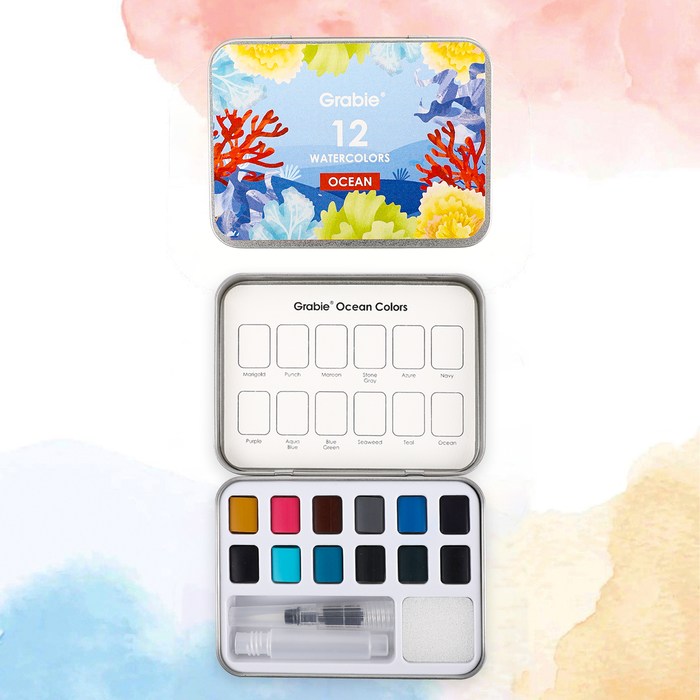 Ocean Watercolor Pocket Set & Brush