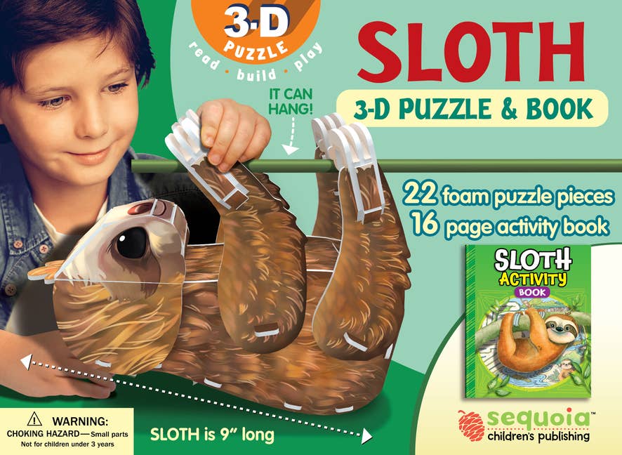 Sloth 3-D Puzzle: Wildlife 3D Puzzle And Book