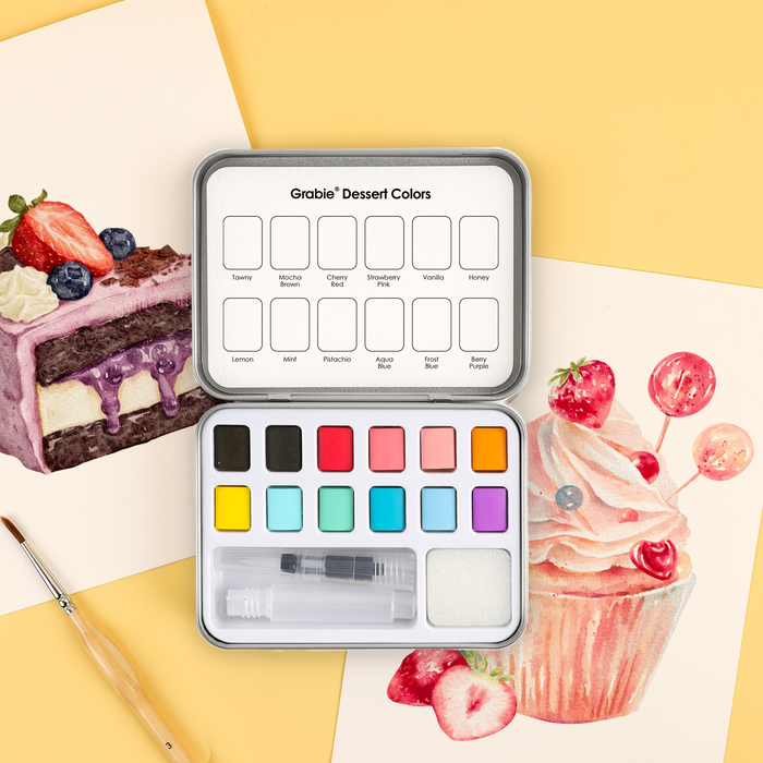Dessert Pocket Watercolor Set & Brush