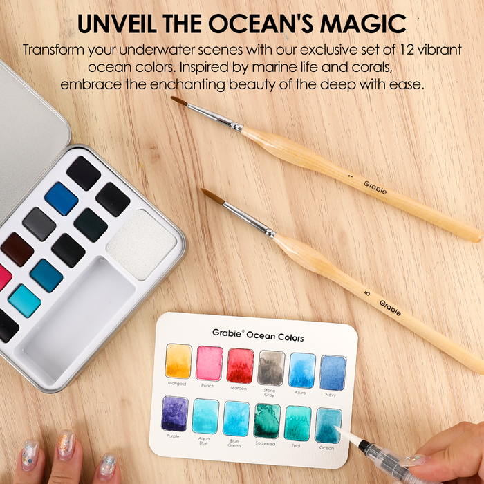 Ocean Watercolor Pocket Set & Brush