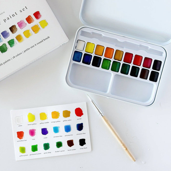 18 Color Watercolor Paint Set w/Brush