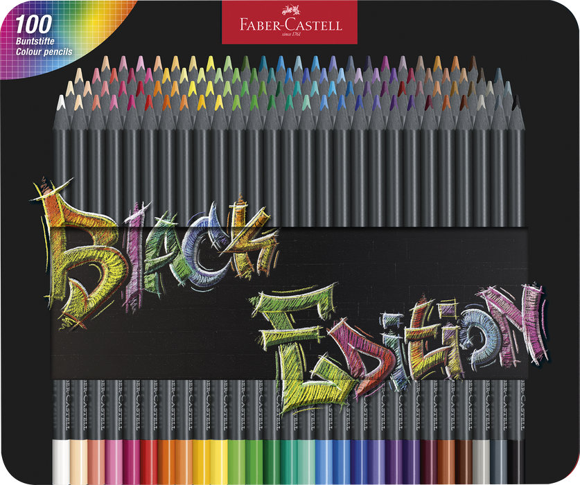 Tin of 100 Black Edition Colored Pencils