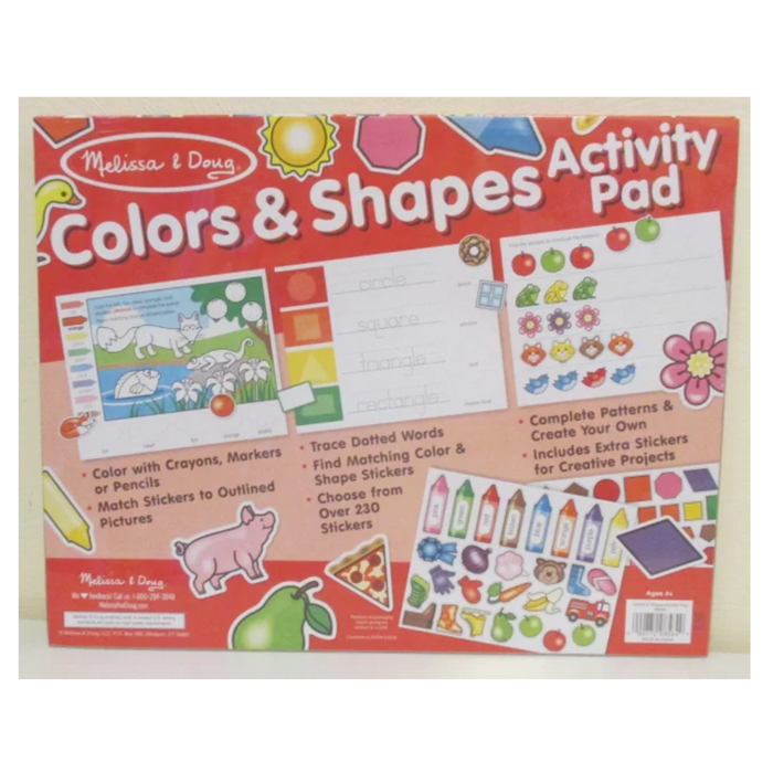 Melissa & Doug Colori E Forme Activity Pad - 20 Pagine Di Attività E 234 Adesivi - Gioco Educativo Per Bambini 4+ Anni