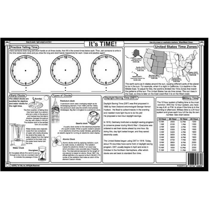 Telling Time Placemat TT