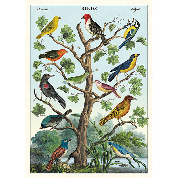 Birds in a Tree Vintage Poster