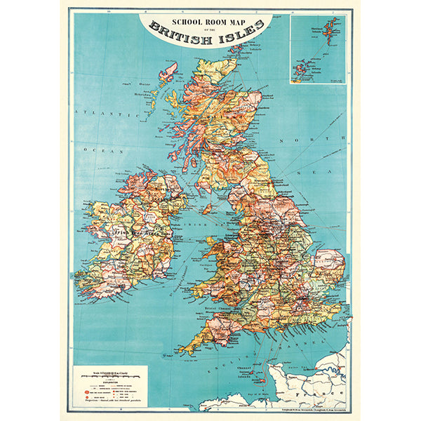 British Isles Map Vintage Poster