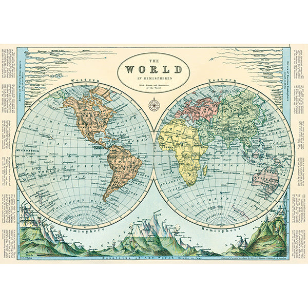 Hemispheres Map Vintage Poster