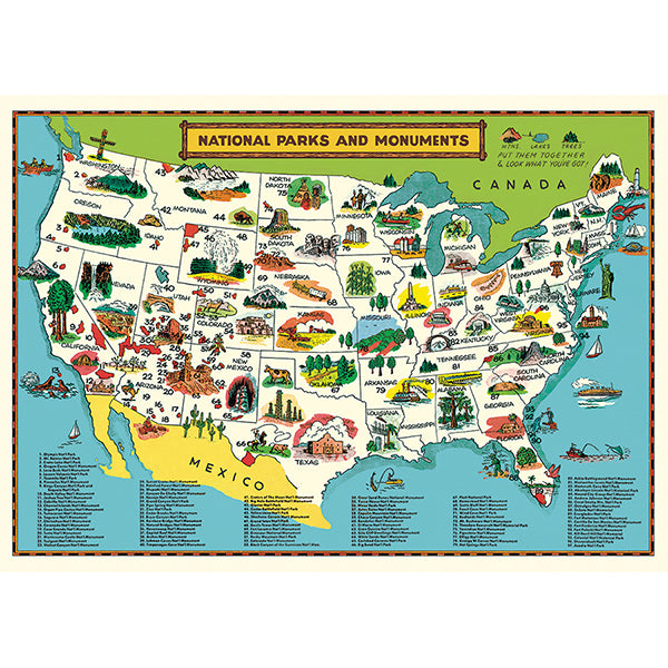 National Parks Map Vintage Poster