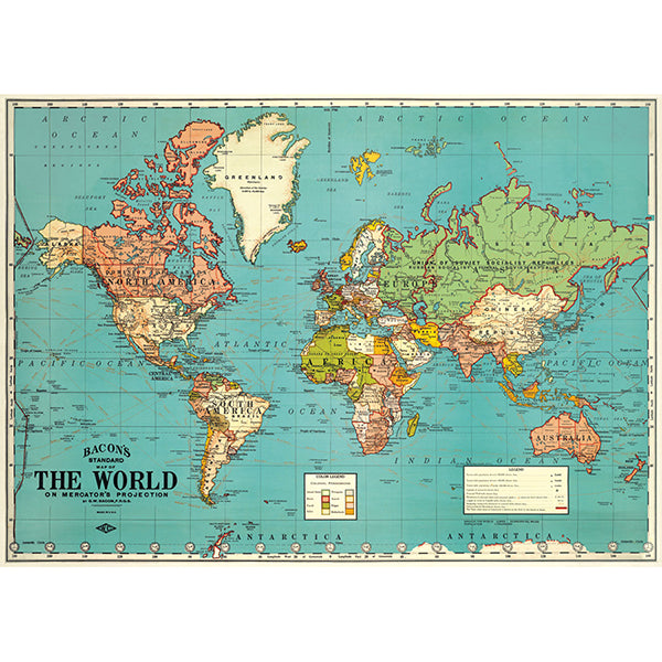 World Map 4 Vintage Poster