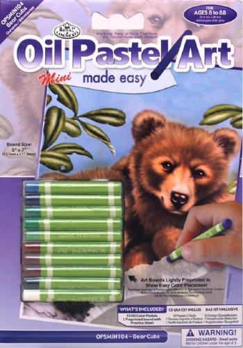 Bear Cubs - Oil Pastel Art
