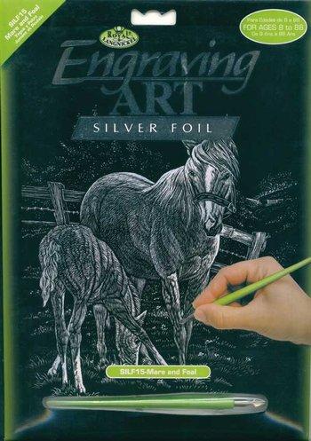 Silver Engraving - Mare & Foal
