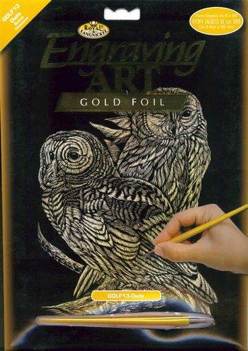 Gold Engraving - Owls