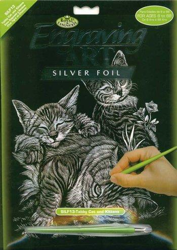 Silver Engrav-Tabby Cat & Kitt